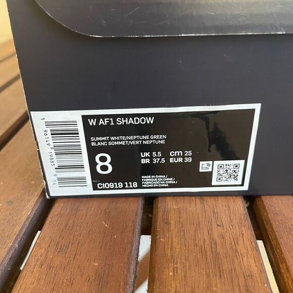 Nike Air Force 1 Shadow Summit White Neptune Green US Women 8/UK5.5 (CI0919-118) - Picture 14 of 14